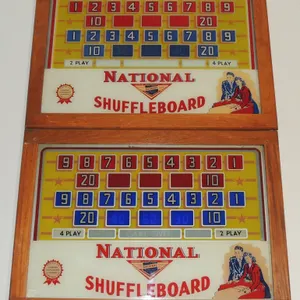 #9 National Shuffleboard Bowling Glass Sign Pair
