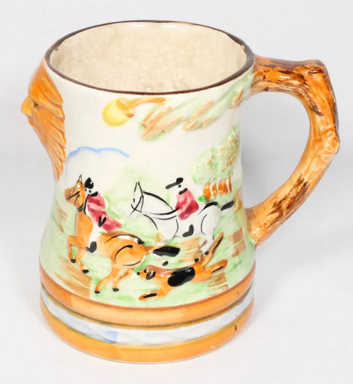 #311 Antique Earthenware Hunting Mug 1900's