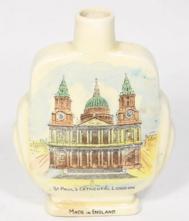 #328 1800's Porcelain Bottle St. Pauls Cathedral