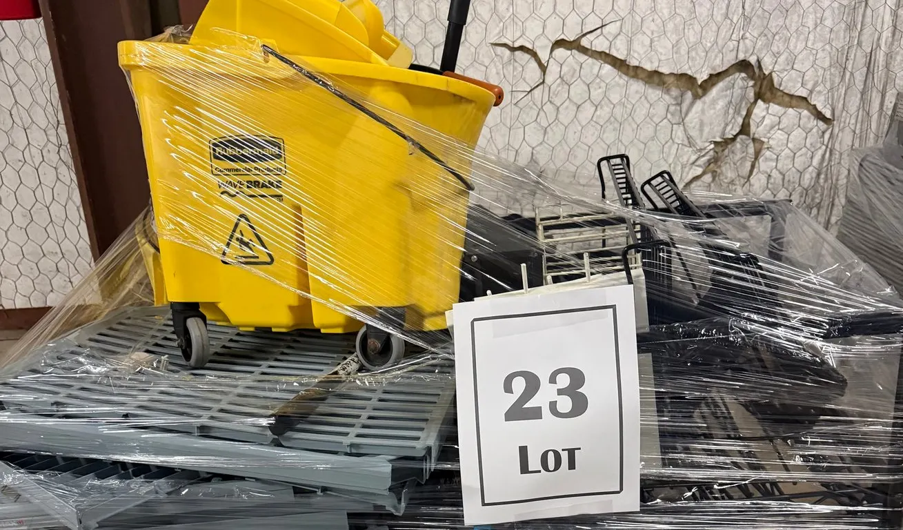 Shelving Racks and Mop Bucket