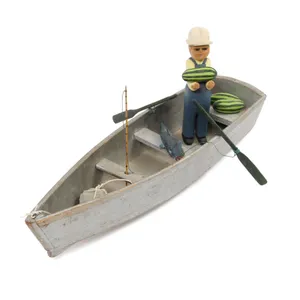 J. Cook Folk Art Fishing Man Sculpture, 1983