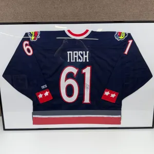 Framed Rick Nash Signed Blue Jacket Jersey