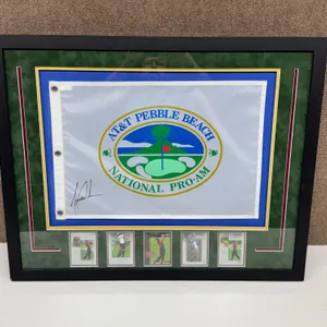 Tiger Woods Signed Pebble Beach Flag & Cards