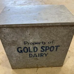 Vintage Gold Spot Dairy Galvanized Metal Milk