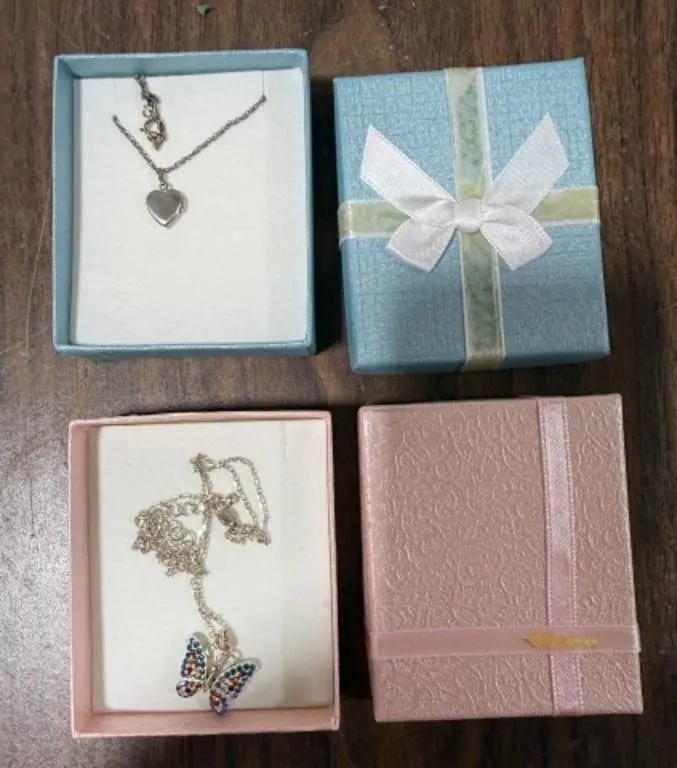 Marked 925 Butterfly/Chain, Marked 925 Heart