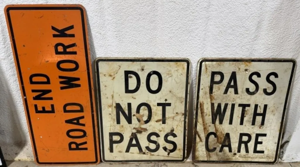 3 Metal Single Sided Road Signs