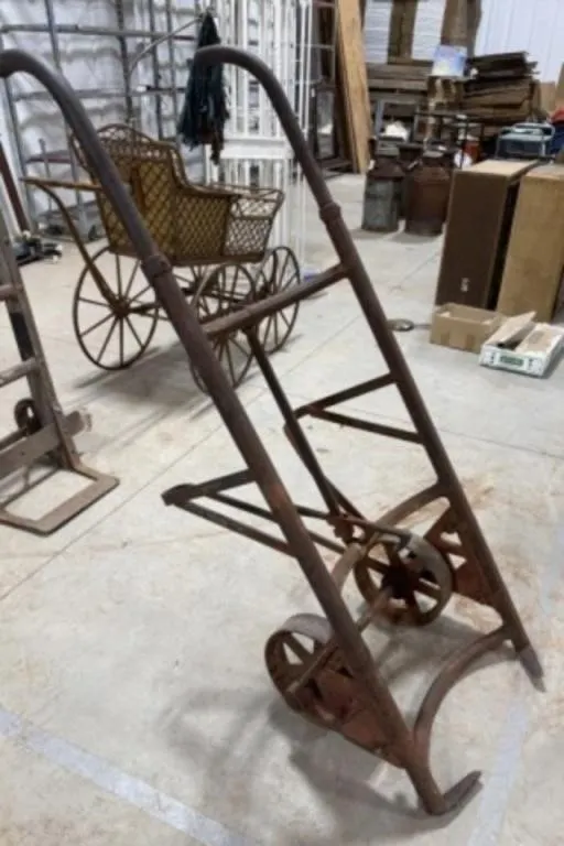 Antique Industrial Metal Barrel Dolly