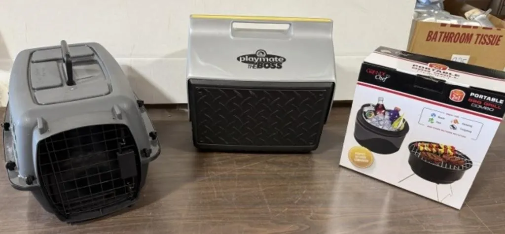 2-in-1 Portable BBQ Grill, Playmate Cooler,