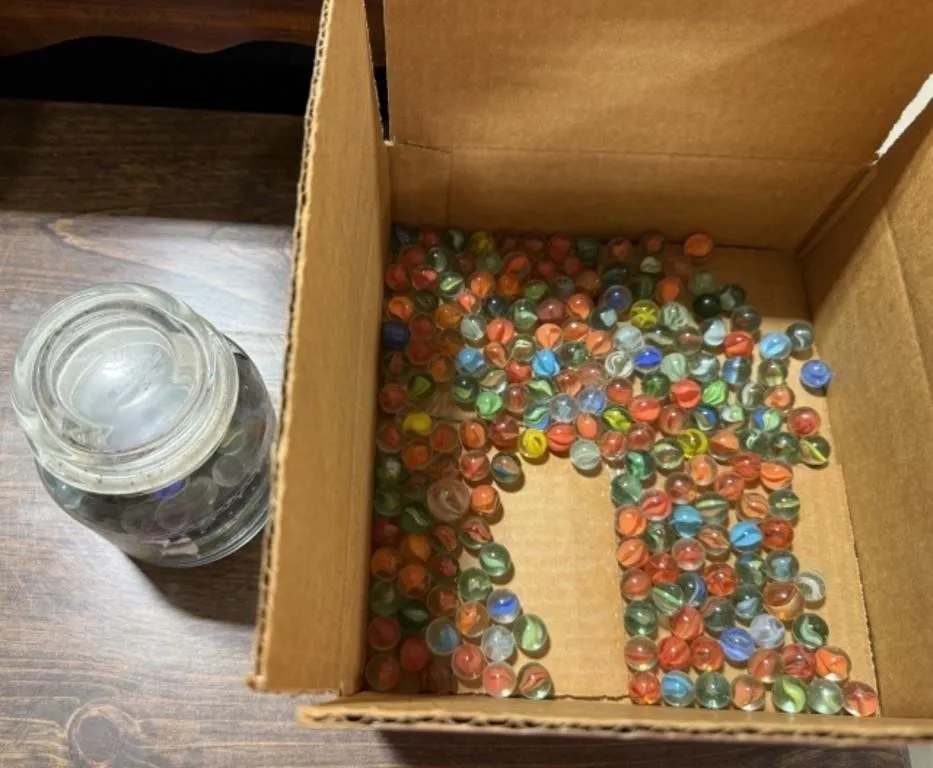 Box & Jar of Marbles