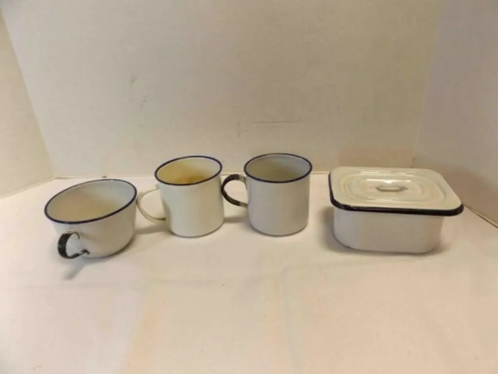 Vintage White Enamelware Kitchen/ Camping