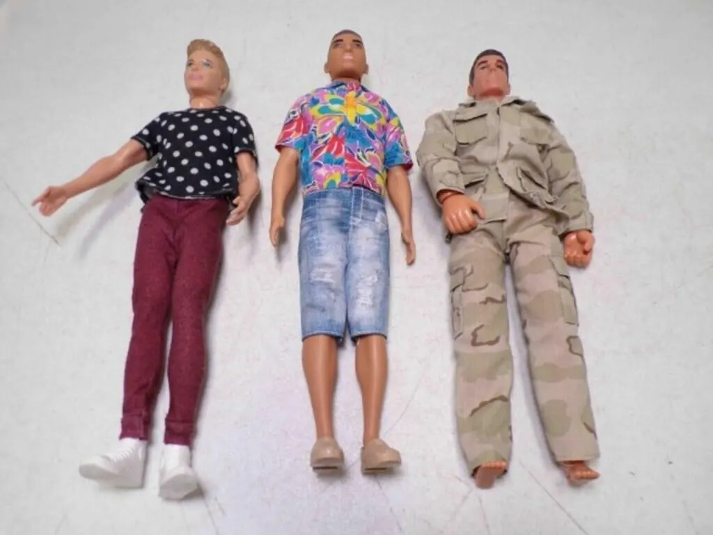 2 Ken Barbie Dolls & 1 G.I. Joe Doll