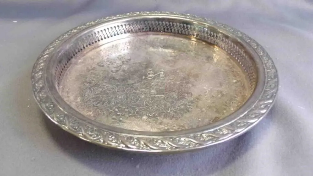 Vintage Silver-Plated Round Serving Tray/Platter