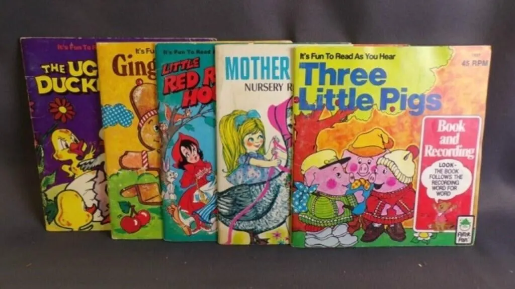 5 Vintage Children's Read-Along Book & Record Set