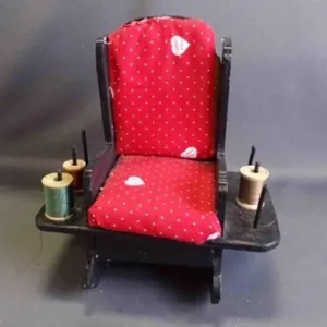 Vintage Rocking Chair Sewing Caddy w/3 Spools