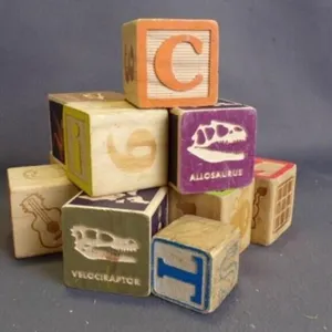 Vintage Alphabet, Numbers & Character Wood Blocks