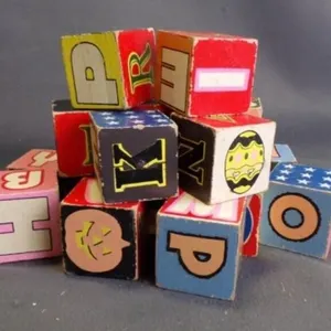 Vintage Alphabet, Numbers & Character Wood Blocks