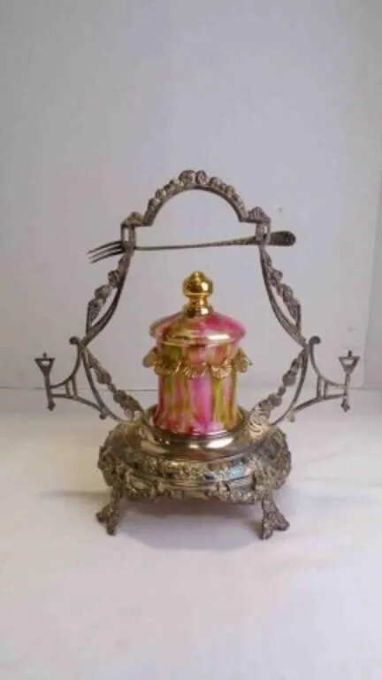 Beautiful Antique Victorian Pickle Castor w/Fork