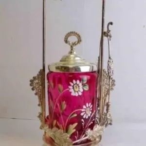 Beautiful Antique Victorian Pickle Castor w/Tong