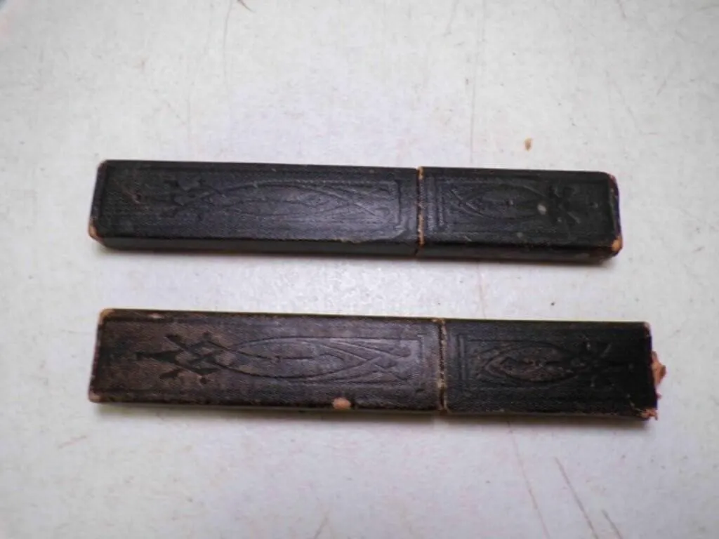 2 Antique Straight Razor Cases "Coffins" EMPTY