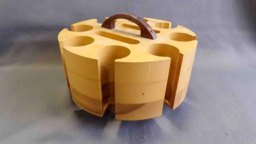 Vintage Wood Poker Chip Carousel Caddy w/Handle