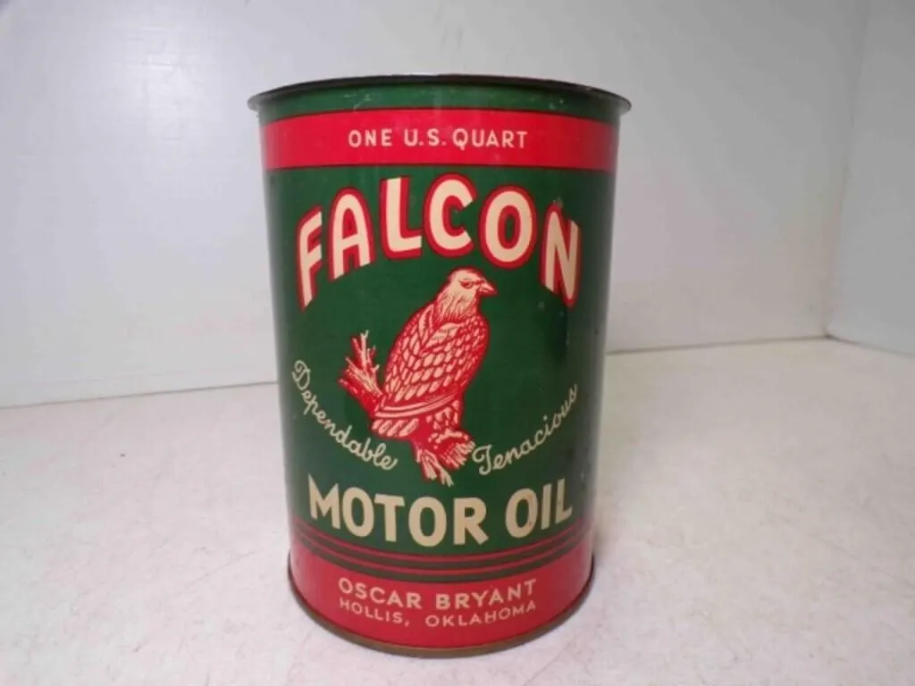 Vintage Falcon One US Quart Motor Oil Can from