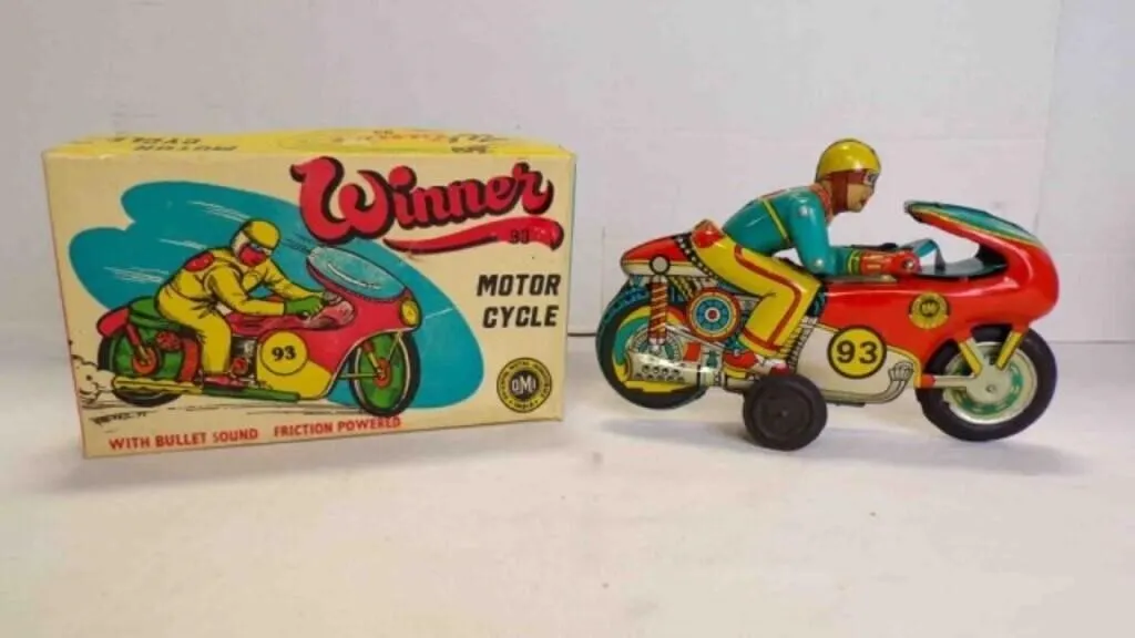 Vintage Winner 93 Motor Cycle Lithograph Tin Toy