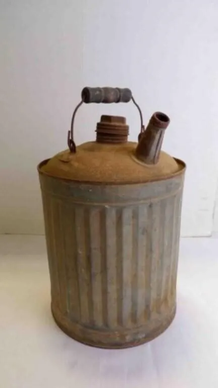Vintage Galvanized Metal Cylinder Fuel Can w/Cap
