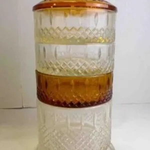 Vintage 3-Tier Stacking Apothecary Candy Jar w/Lid