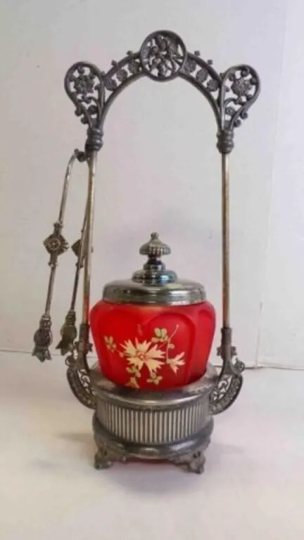 Beautiful Antique Victorian Pickle Castor w/Tong