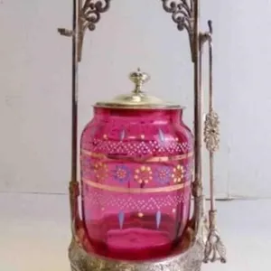 Beautiful Antique Victorian Pickle Castor w/Tong