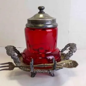Beautiful Antique Victorian Pickle Castor w/Fork