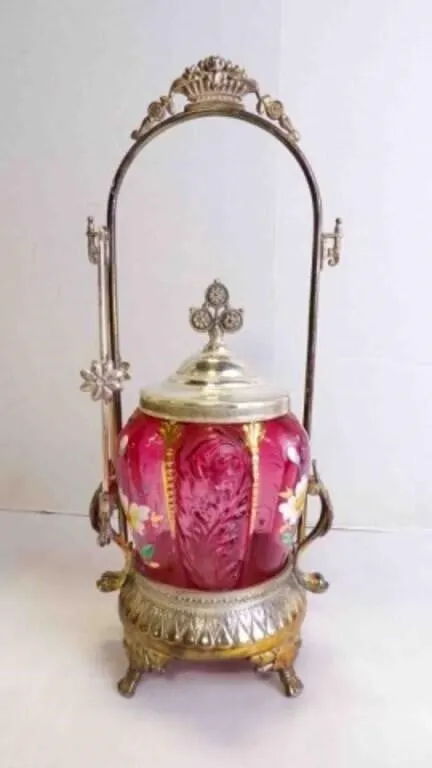 Beautiful Antique Victorian Pickle Castor w/Tong