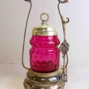 Beautiful Antique Victorian Pickle Castor w/Tong