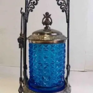 Beautiful Antique Victorian Pickle Castor w/Tong
