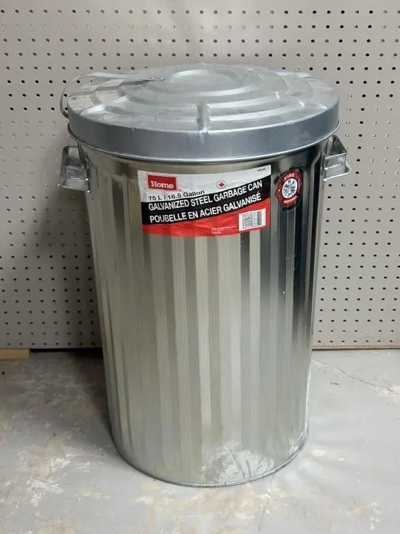 Home Galvanized Steel Garbage Can 75 L