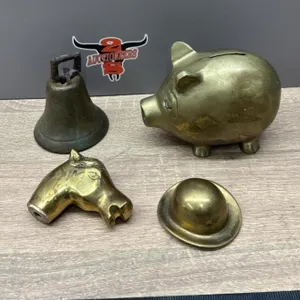 Asst. Metal Decor Items - Piggy Bank, Bell, Etc.