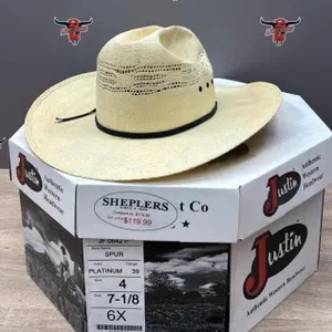 Justin Long Oval 7.5 Straw Cowboy Hat *NO SHIPPING