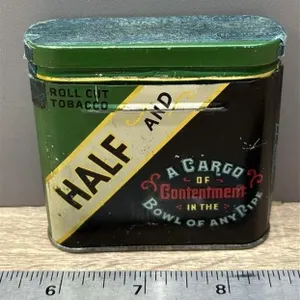 Half & Half Roll Cut Tobacco Tin.