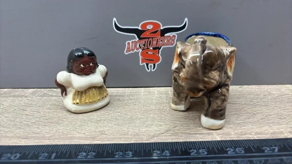 Occupied Japan Ceramic Elephant Planter & Pepper
