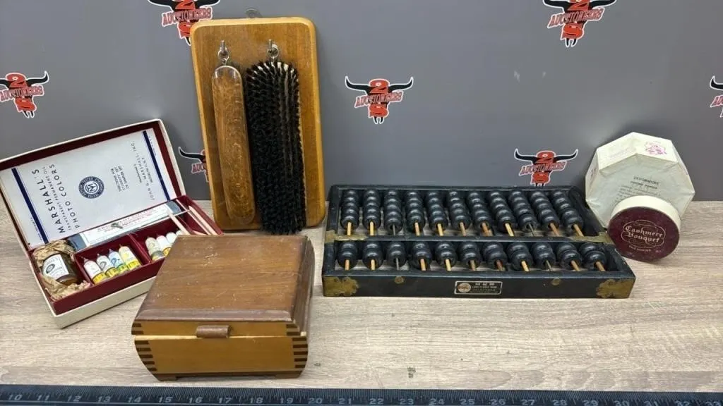 Abacus, Face Powder, Shoe Brushes, Etc.