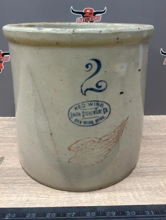 2 Gal. Red Wing Crock. Cracks Shown. *NO SHIPPING