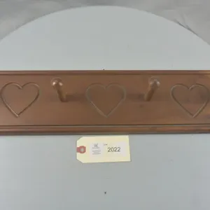 Wooden Peg Rack w/Hearts by W.C. Mock Family