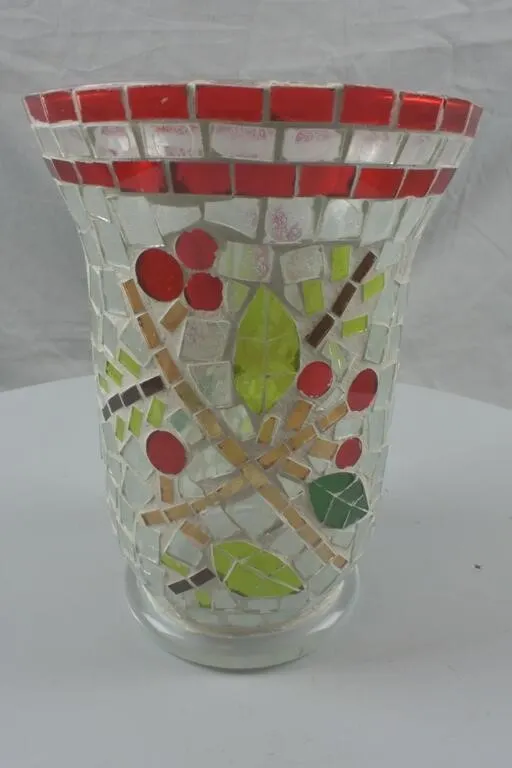 Holly Berry Mosiac Vase
