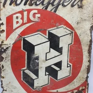 Vintage Honeggers Big H Metal Sign