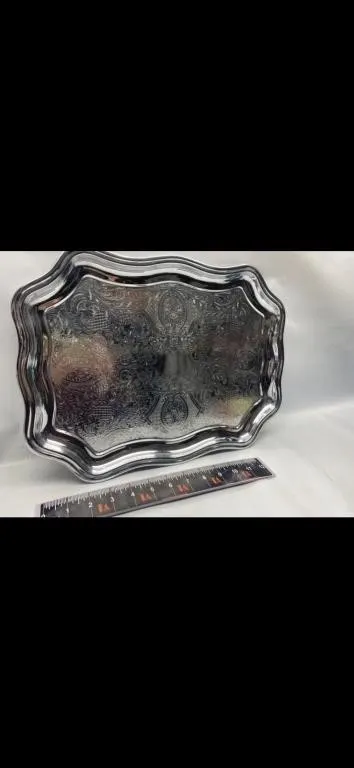 Silver-Plated Ornate Serving Tray