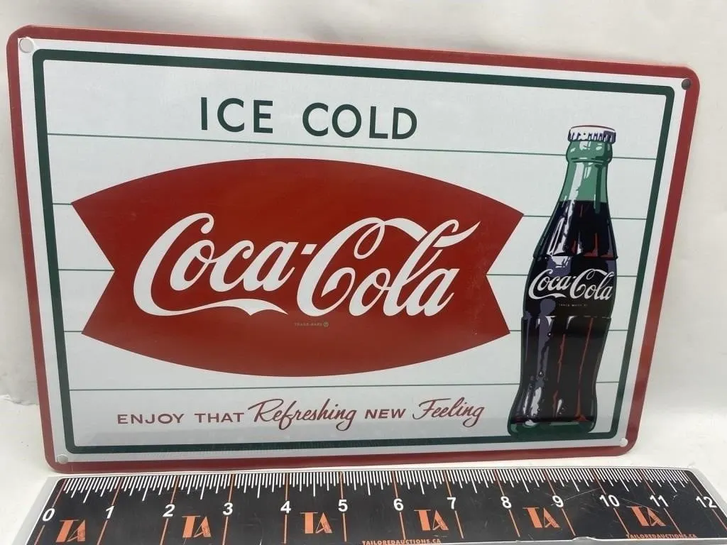 Coca-Cola Ice Cold Embossed Metal Sign