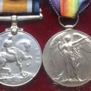 WWI British War and Victory Medal Pair, Framed
