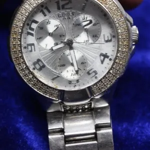 Guess Steel Womens Watch with Crystal Bezel