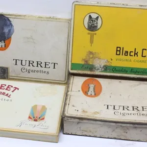 Vintage Cigarette Tins Turret, Black Cat, Sweet