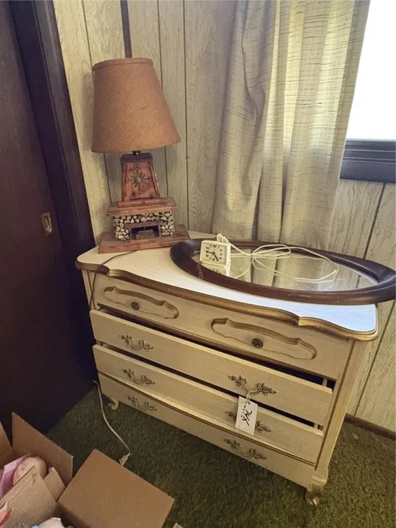 Dresser, Mirror, Clock